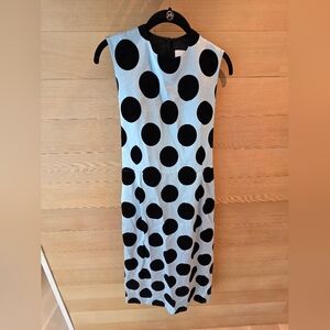 TOGA PULLA Baby Blue And Black Polka Dot Dress